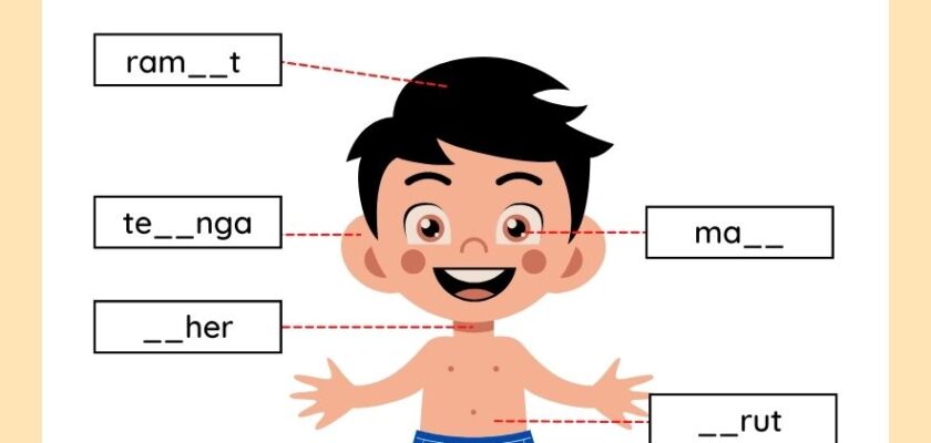 Worksheet Melengkapi Kata Topik Tubuhku Anak Laki Laki