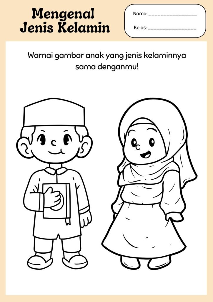 gambar mewarnai anak laki laki dan perempuan