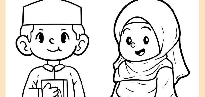 gambar mewarnai anak laki laki dan perempuan